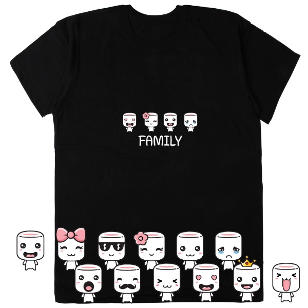 [BF-470] 빈스패밀리 마시멜로우 패밀리 반팔 가족 여행 사진 티셔츠